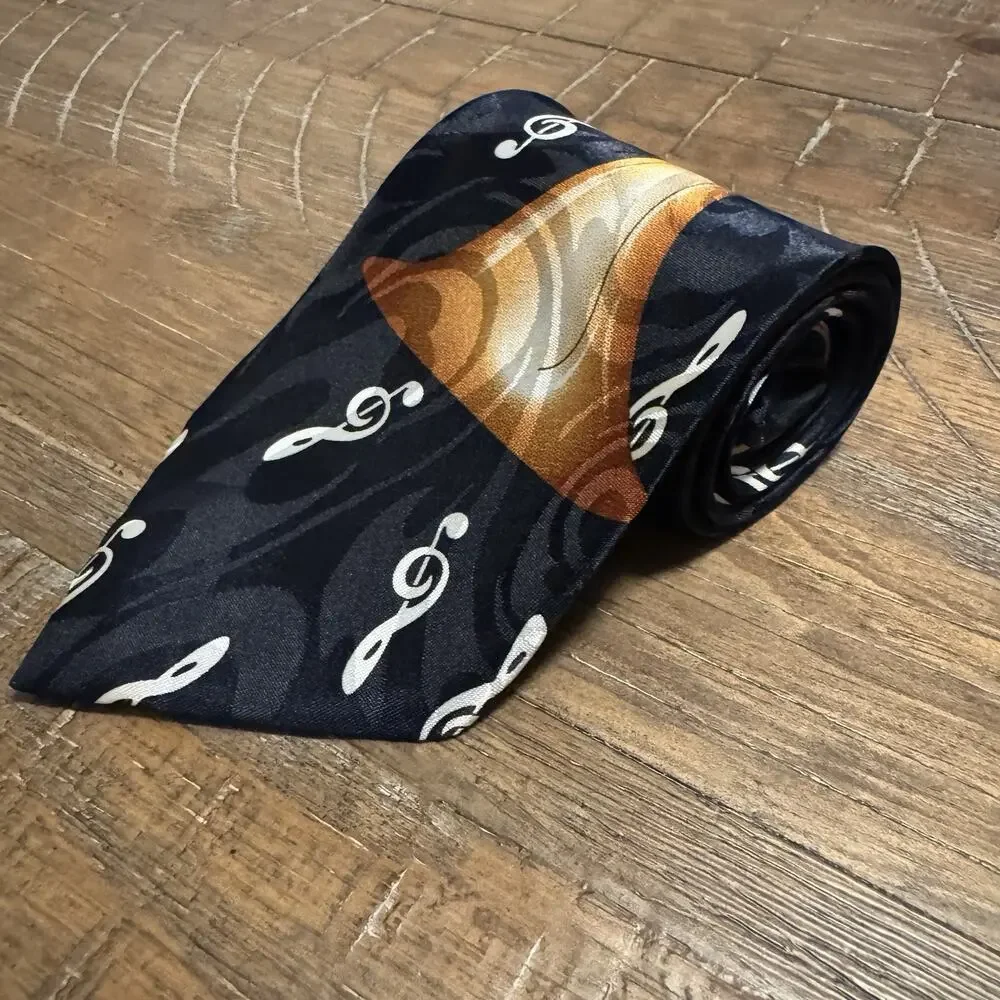 Steven Harris Tie Necktie Trumpet Navy Blue Band Teacher Orchestra Neck Tie